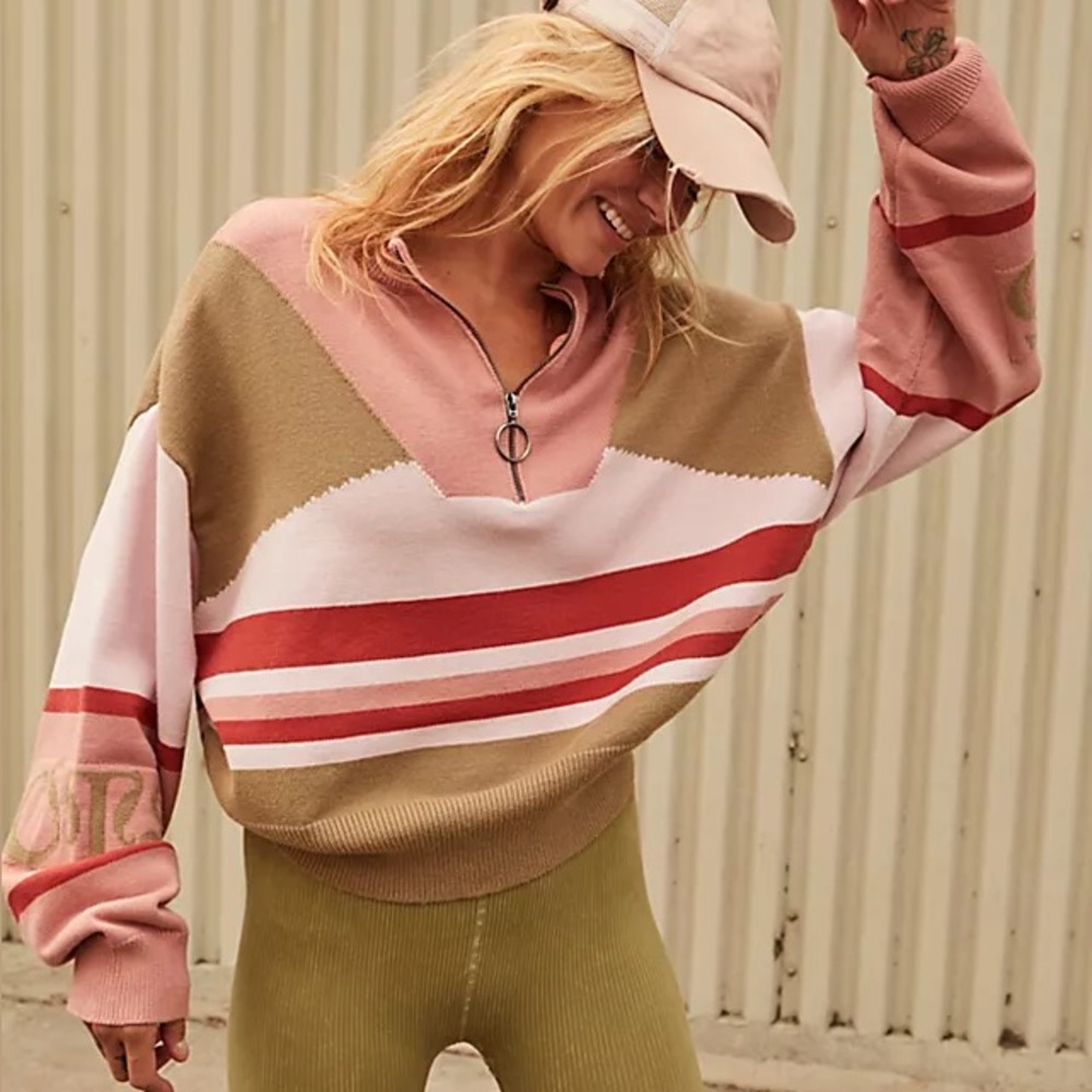 One Teaspoon Color-Block Reactive Sweater Pink Small - Picture 1 of 8